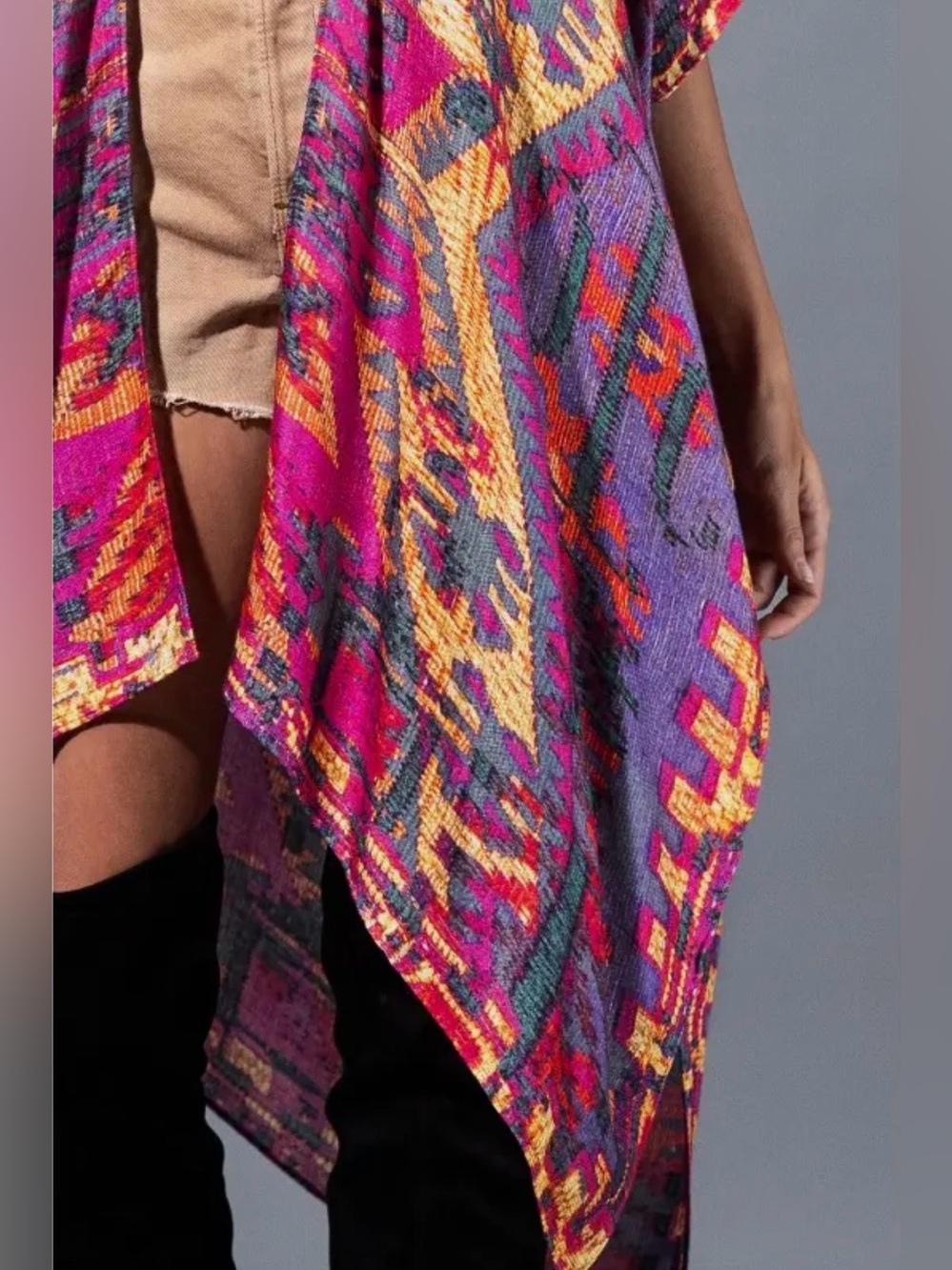 Valencia Boho Kimono Duster | Pink Purple | Flowy| Jewel Tones | OS - Picture 3 of 7